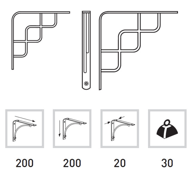 ΓΩΝΙΑ ΡΑΦΙΟΥ 1462 ΧΡΩΜΙΟ ΜΑΤ 200mm